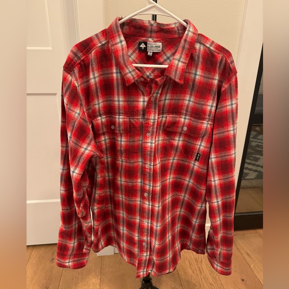 LRG Red Plaid Cotton Flannel XXL